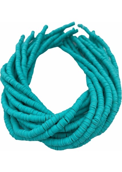 6mm Turkuaz Renk Polimer Kil Fimo Boncuk DIZISI,40CM Hamur Boncuk Fimo Dizi modelleri