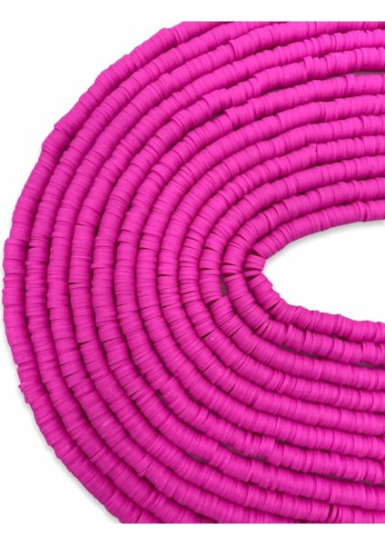 6mm Fuşya,koyu Pembe Renk Polimer Kil Fimo Boncuk DIZISI,40CM Hamur Boncuk Fimo Dizi