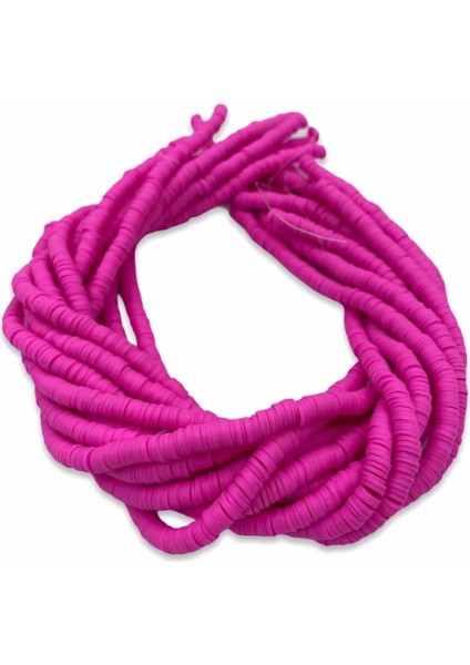 6mm Fuşya,koyu Pembe Renk Polimer Kil Fimo Boncuk DIZISI,40CM Hamur Boncuk Fimo Dizi modelleri
