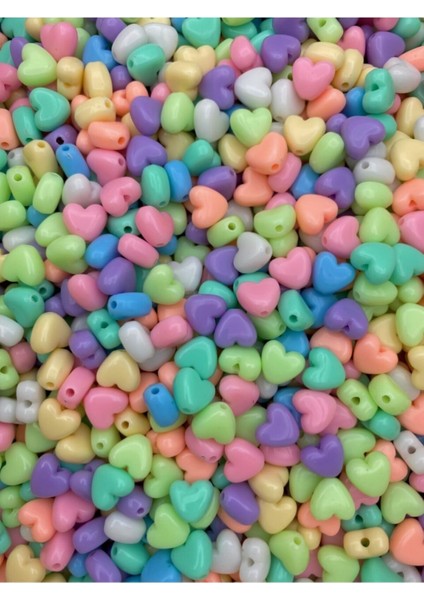 25GR 10MM Pastel Karışık Renkli Plastik Kalp Model Boncuk ,takı Yapım Boncuğu (25GR,~60 Adet) modelleri