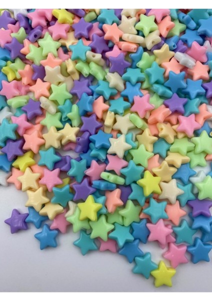 12MM Pastel Karışık Renkli Plastik Yıldız Model Boncuk ,takı Yapım Hobi Boncuğu (25GR,~62 Adet) fiyatları