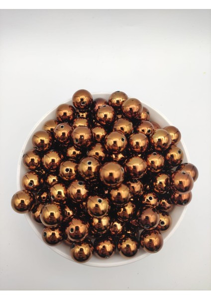 50 gr 14MM Metalize Broz-Kahve Renk, Boncuk