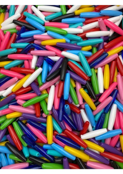 Karışık Renkli Plastik Çubuk , Arpa Model Boncuk,takı,aksesuar Boncuğu (50GR,~80 Adet) modelleri