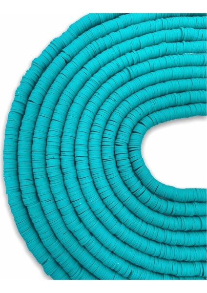 8mm Turkuaz Renk Polimer Kil Fimo Boncuk DIZISI,40CM Hamur Boncuk Fimo Dizi
