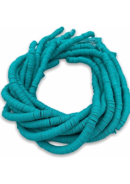 8mm Turkuaz Renk Polimer Kil Fimo Boncuk DIZISI,40CM Hamur Boncuk Fimo Dizi modelleri