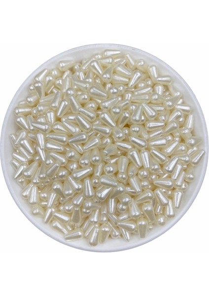 6X10MM Krem Renk Plastik Damla Model Inci Boncuk ,inci Takı Aksesuar Boncuğu ( 50 Gr, ~250 Adet) modelleri