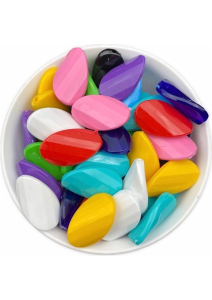 Karışık Renkli Plastik Yassı Cips Model Boncuk (100GR,~35 Adet)