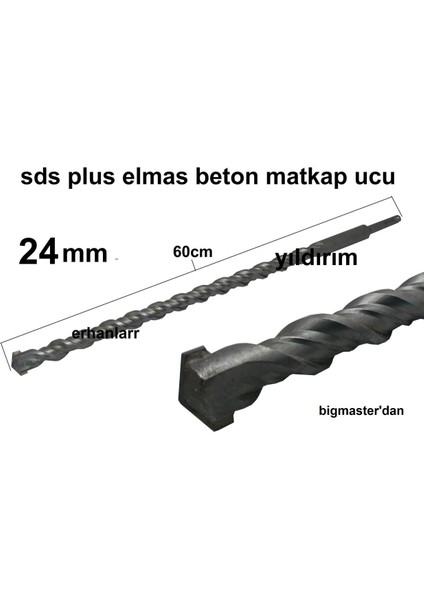 Beton Delme Ucu Sds Plus 24X600 Matkap Ucu Geçmeli Darbeli