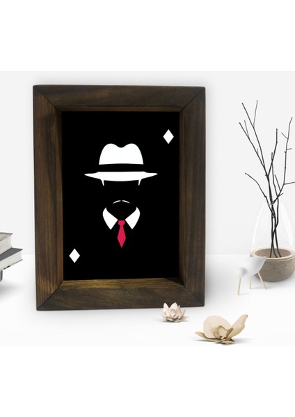 Gift Baba Godfather Tasarımlı Dekoratif Doğal Masif Ahşap Çerçeve 15X20CM-16 fiyatları