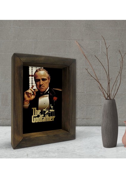 Gift Baba Godfather Tasarımlı Dekoratif Doğal Masif Ahşap Çerçeve 15X20CM-4