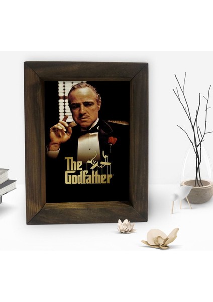 Gift Baba Godfather Tasarımlı Dekoratif Doğal Masif Ahşap Çerçeve 15X20CM-4 fiyatları