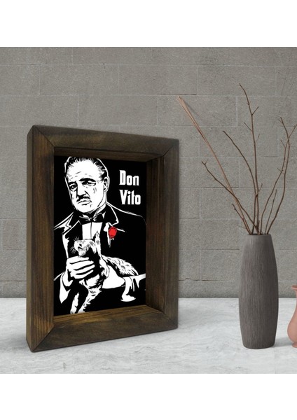 Gift Baba Godfather Tasarımlı Dekoratif Doğal Masif Ahşap Çerçeve 15X20CM-2