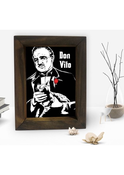 Gift Baba Godfather Tasarımlı Dekoratif Doğal Masif Ahşap Çerçeve 15X20CM-2 fiyatları