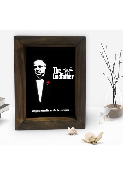 Gift Baba Godfather Tasarımlı Dekoratif Doğal Masif Ahşap Çerçeve 15X20CM-3 fiyatları
