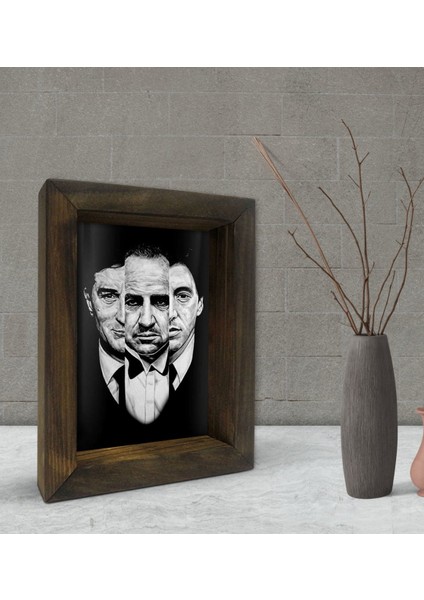 Gift Baba Godfather Tasarımlı Dekoratif Doğal Masif Ahşap Çerçeve 15X20CM-5