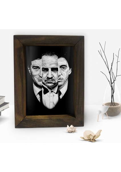 Gift Baba Godfather Tasarımlı Dekoratif Doğal Masif Ahşap Çerçeve 15X20CM-5 fiyatları