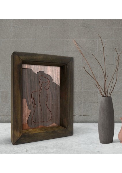 Gift Women's Line Tasarımlı Dekoratif Doğal Masif Ahşap Çerçeve 15X20CM-2