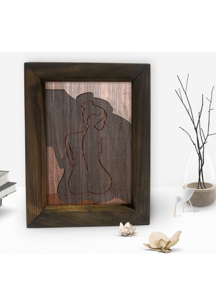 Gift Women's Line Tasarımlı Dekoratif Doğal Masif Ahşap Çerçeve 15X20CM-2 fiyatları