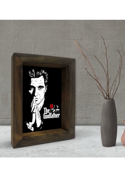 Gift Baba Godfather Tasarımlı Dekoratif Doğal Masif Ahşap Çerçeve 15X20CM-1