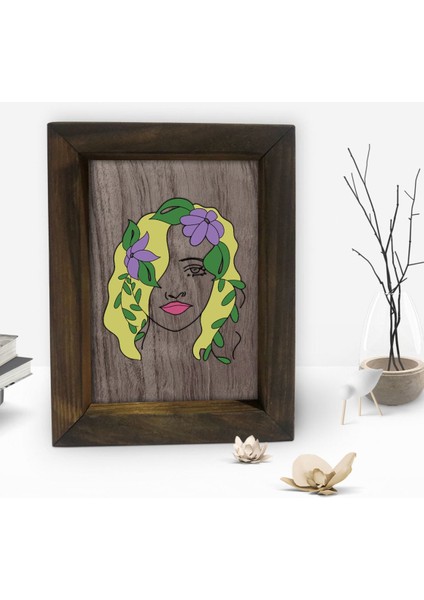 Gift Woman Line Tasarımlı Dekoratif Doğal Masif Ahşap Çerçeve 15X20CM-7 fiyatları