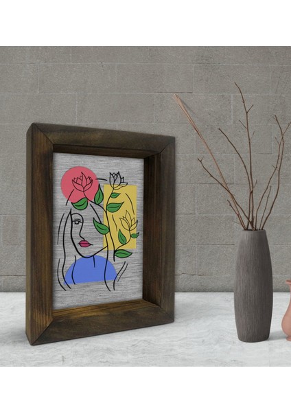 Gift Woman Line Tasarımlı Dekoratif Doğal Masif Ahşap Çerçeve 15X20CM-4