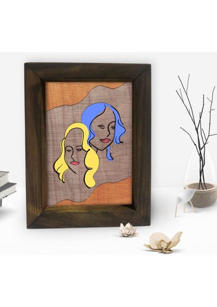 Gift Woman Line Tasarımlı Dekoratif Doğal Masif Ahşap Çerçeve 15X20CM-2 fiyatları