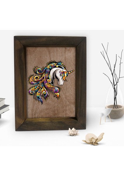Gift Unicorn Tasarımlı Dekoratif Doğal Masif Ahşap Çerçeve 15X20CM-1 fiyatları