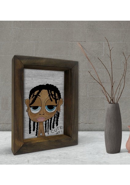 Gift Cute Girl Tasarımlı Dekoratif Doğal Masif Ahşap Çerçeve 15X20CM-1