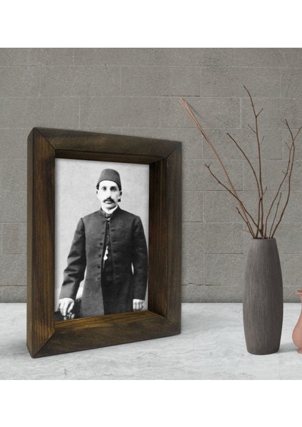 Gift Sultan Iı Abdülhamid Han Tasarımlı Dekoratif Doğal Masif Ahşap Çerçeve 15X20CM-8
