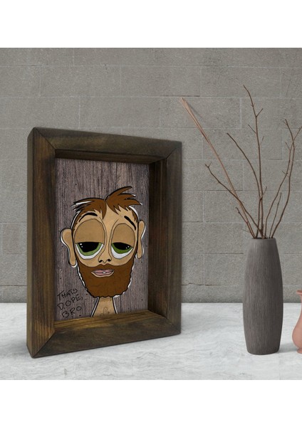 Gift Hobo Guy Tasarımlı Dekoratif Doğal Masif Ahşap Çerçeve 15X20CM-1