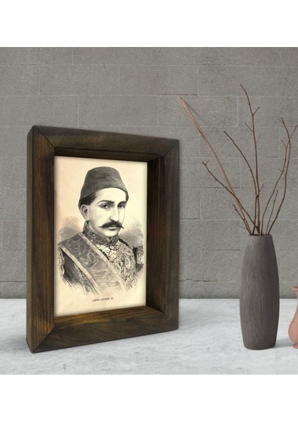 Gift Sultan Iı Abdülhamid Han Tasarımlı Dekoratif Doğal Masif Ahşap Çerçeve 15X20CM-2