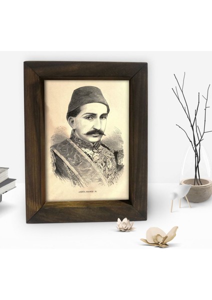 Gift Sultan Iı Abdülhamid Han Tasarımlı Dekoratif Doğal Masif Ahşap Çerçeve 15X20CM-2