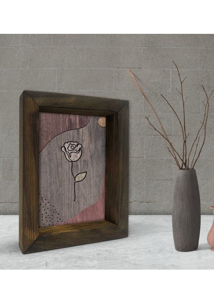 Gift Rose Tasarımlı Dekoratif Doğal Masif Ahşap Çerçeve 15X20CM-1
