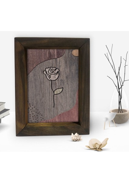 Gift Rose Tasarımlı Dekoratif Doğal Masif Ahşap Çerçeve 15X20CM-1 fiyatları