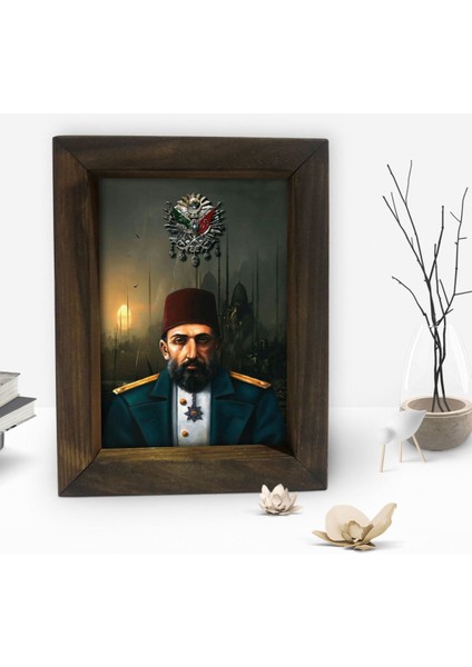 Gift Sultan Iı Abdülhamid Han Tasarımlı Dekoratif Doğal Masif Ahşap Çerçeve 15X20CM-3 fiyatları
