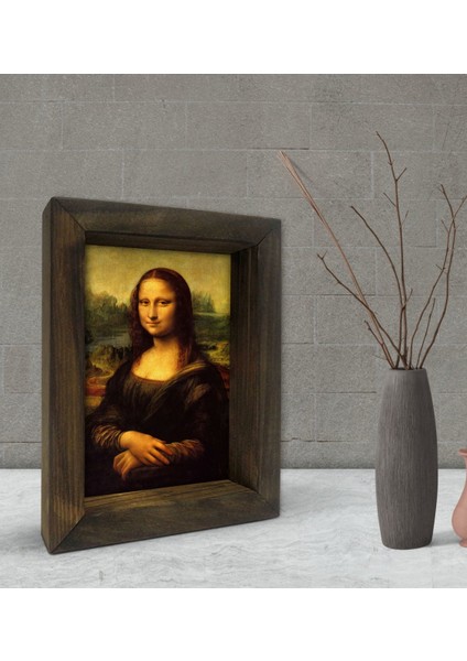 Gift Mona Lisa Tasarımlı Dekoratif Doğal Masif Ahşap Çerçeve 15X20CM-1