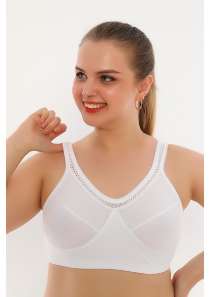 Dantel Detaylı Pamuklu Ribana Anne Yarım Atlet Sütyen 6010