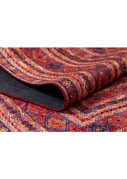 USSO Etnik Kırmızı Renk Yıkanabilir Halı HLN035 modelleri