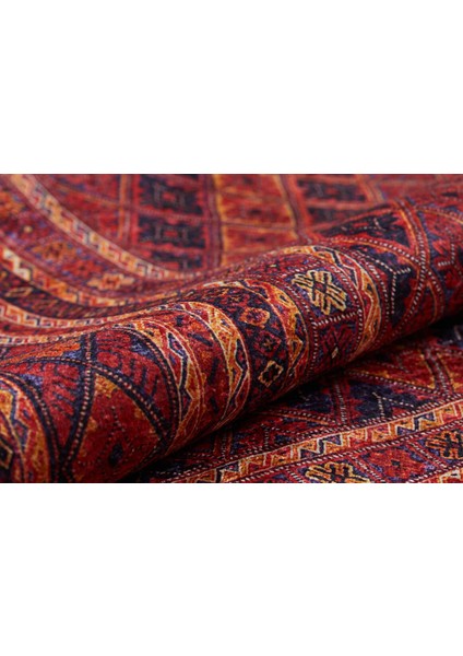 USSO Etnik Kırmızı Renk Yıkanabilir Halı HLN035 fırsatları