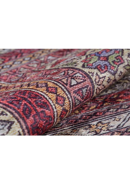 Etnik Kırmızı Renk Yıkanabilir Halı HLN043 indirimleri