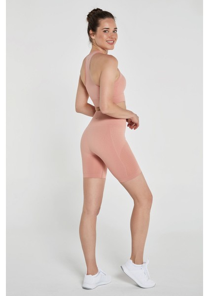 Gela Şekillendirici Sport Biker Tayt Pastel Pembe