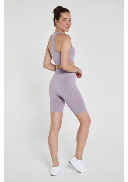 Gela Şekillendirici Sport Biker Tayt Pastel Mor