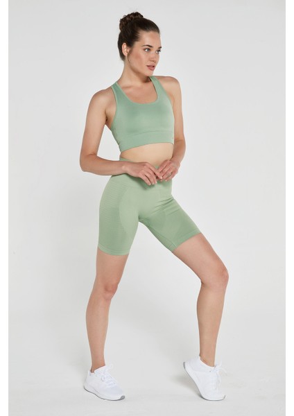Gela Şekillendirici Sport Biker Tayt Pastel Yeşil