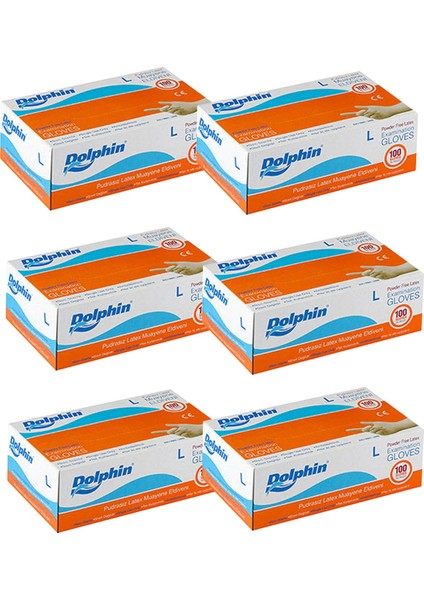 Beyaz Lateks Eldiven Pudrasız L 100LÜ Paket 6 Adet