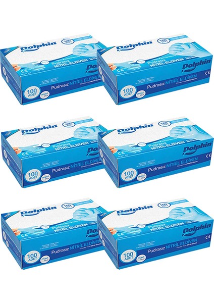 Mavi Nitril Eldiven Pudrasız M 100'LÜ Paket 6 Adet