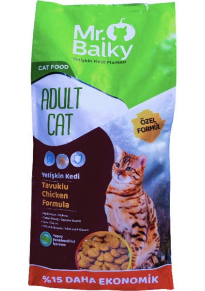 Açık Tavuklu Yetişkin Kedi Maması 1 kg Türkiyenin Ilk Gdo Suz Maması