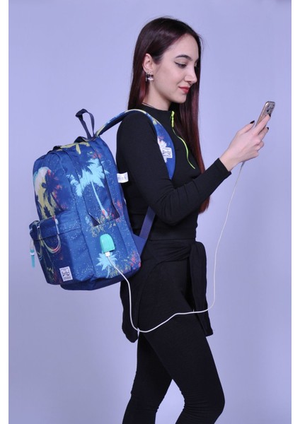 Coral High Lacivert Kurukafa Üç Gözlü Okul ve Günlük Sırt Çantası Usb+Aux Soketli modelleri