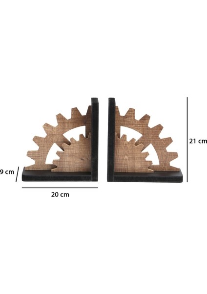 Dekoratif Ahşap Kitap Tutucu Çark Figürlü