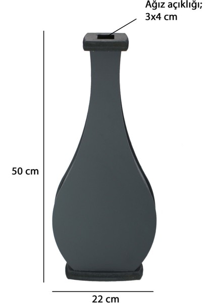 Antrasit Gri Dekoratif Ahşap Vazo Model 1