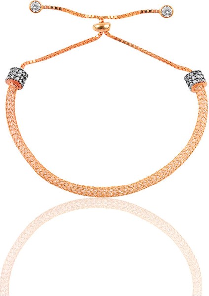 Gümüş Rose Zirkon Taşlı File Bileklik